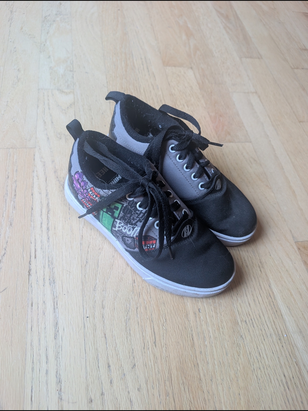 Heelys Black Kids Lace-Up Sneakers with Colorful Graphic Panels Minecraft